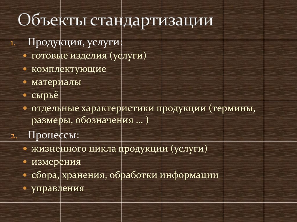 Объектом стандартизации не являются требования методы планы