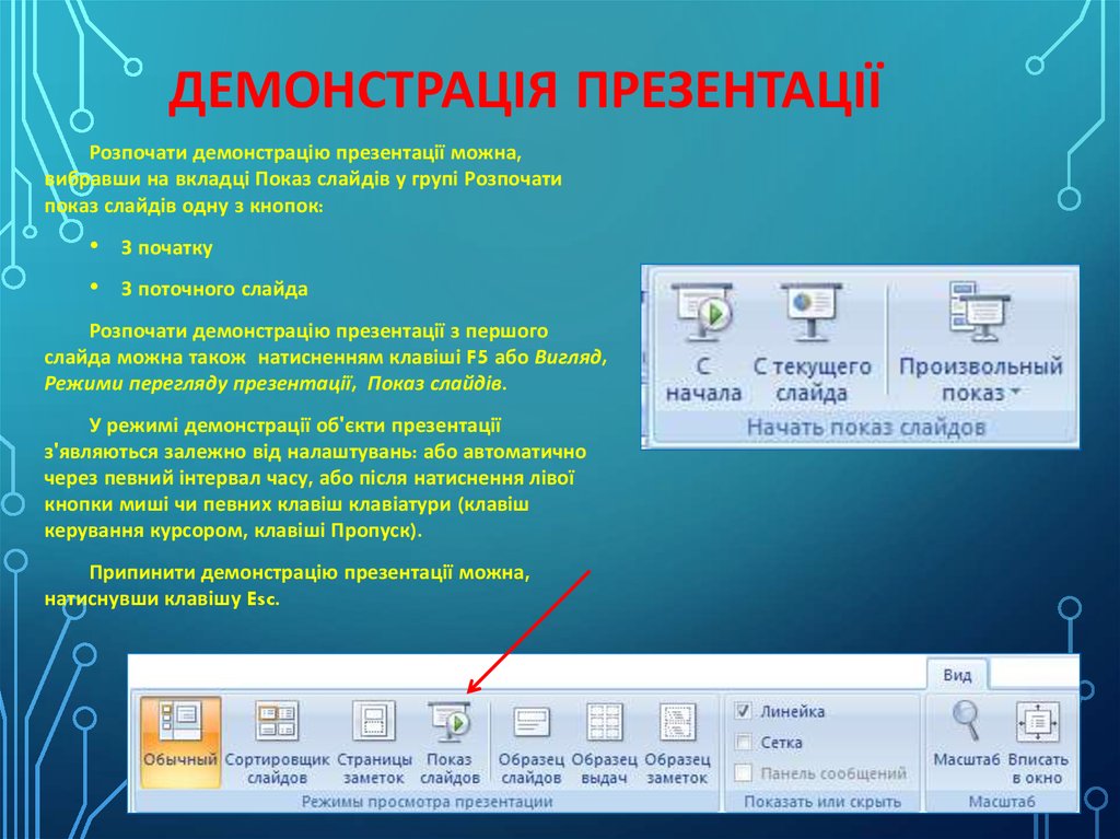 Как выйти из просмотра презентации