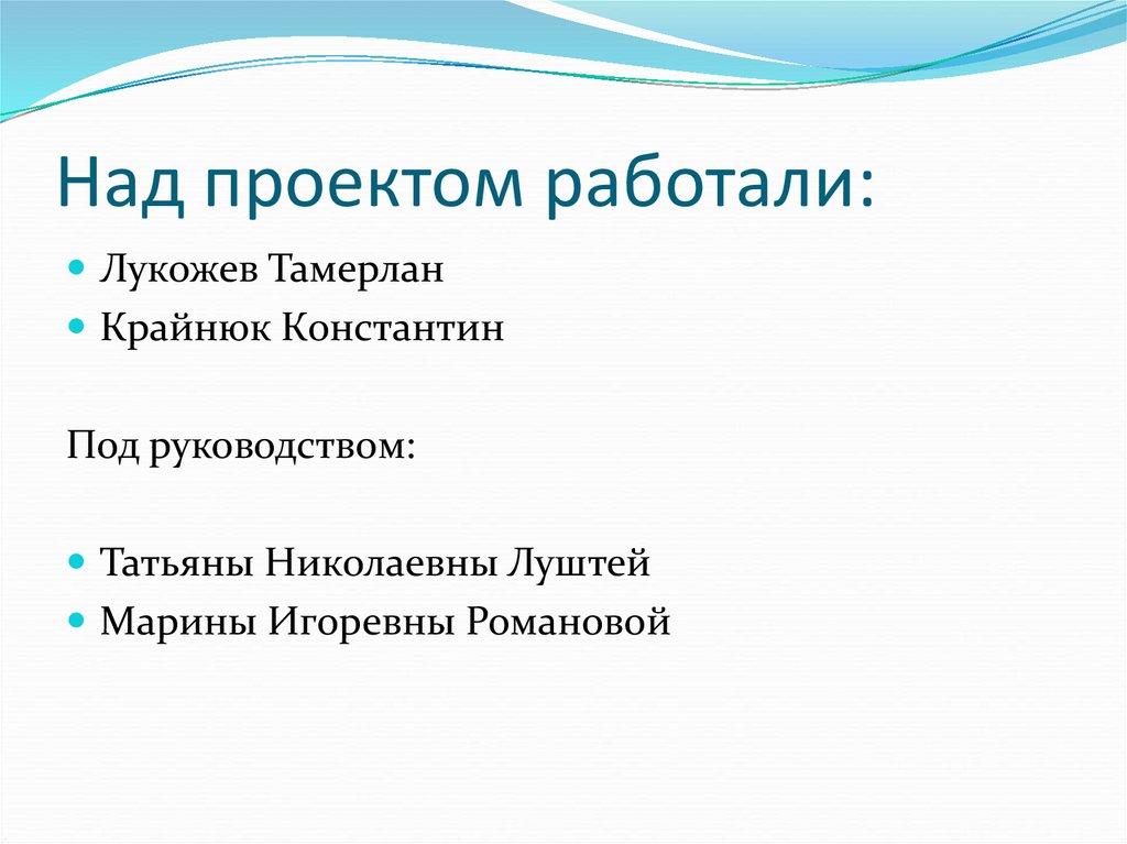 Над проектом работали