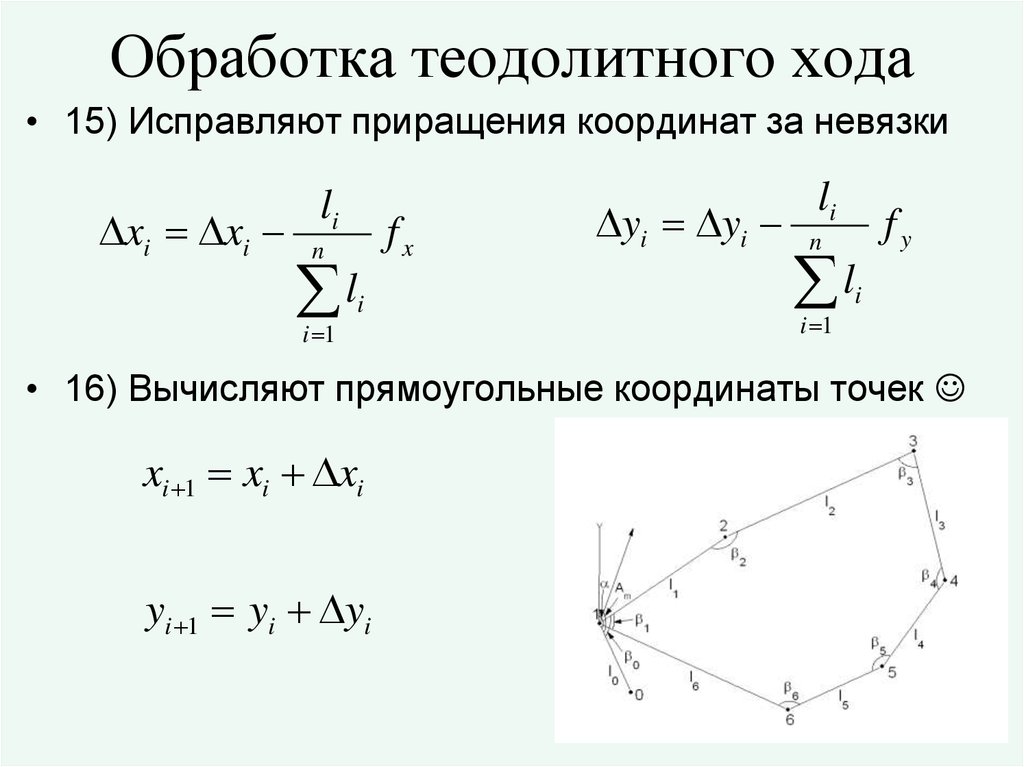 Вычисление теодолитных ходов разомкнутый теодолитный ход