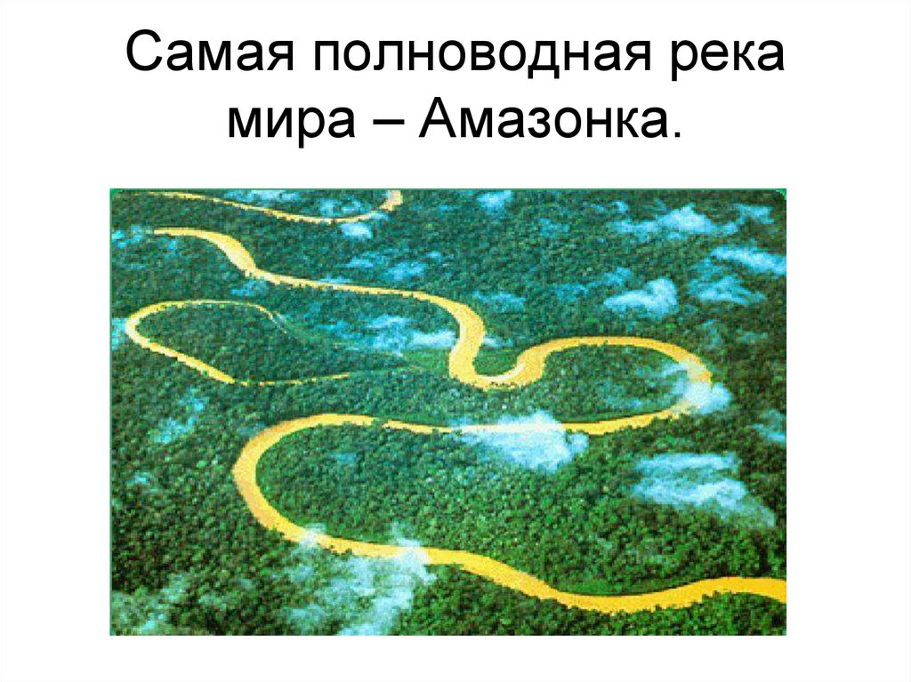 Амазонка полноводна круглый год. Самая полноводнаятрека в мире. Самая полноводная река Евразии.