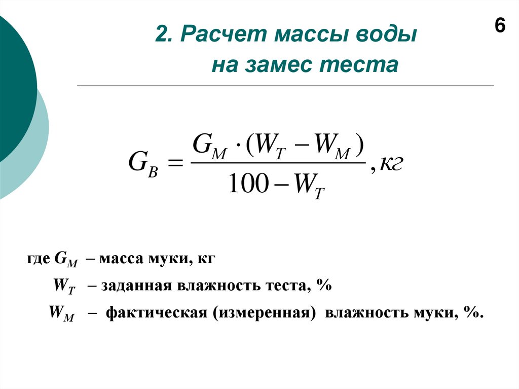 Объем воды на замес теста