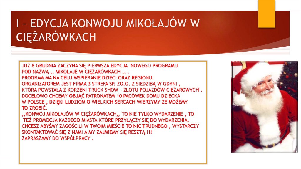I – EDYCJA KONWOJU MIKOŁAJÓW W CIĘŻARÓWKACH