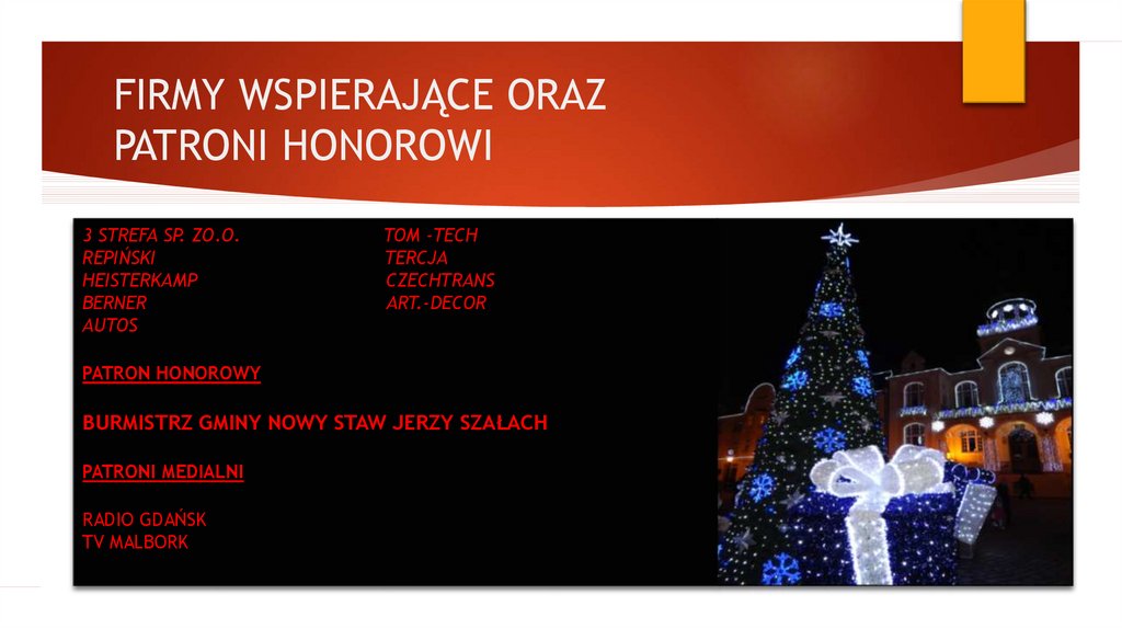 FIRMY WSPIERAJĄCE ORAZ PATRONI HONOROWI
