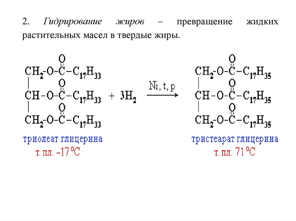 Реакция гидролиза тристеарата