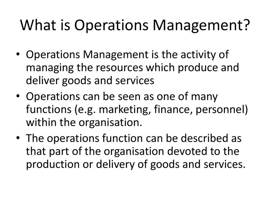 Introduction To Operations Management Online Presentation