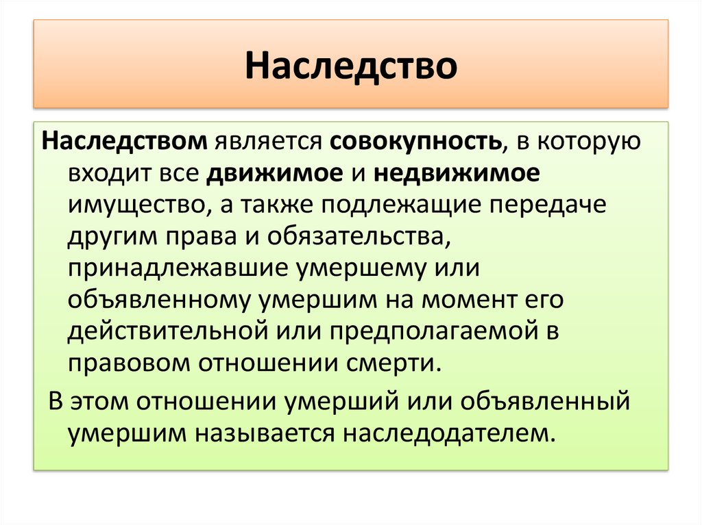 Наследственное право это