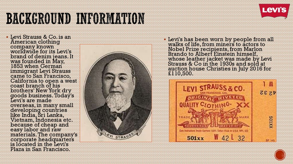 Levi Strauss & Co. brand - презентация онлайн