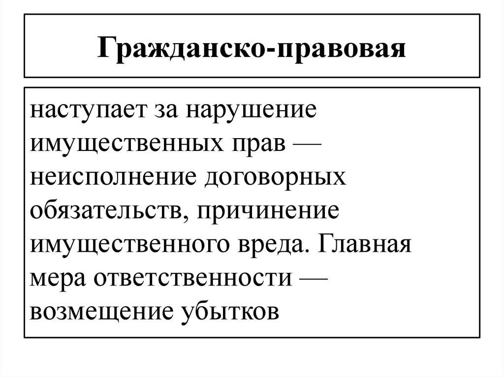 Нарушение имущественных. Меры гражданско-правовой ответственности. Возмещение убытков мера юридической ответственности. Возмещение убытков какая мера юридической ответственности. Возмещение убытков как форма гражданско-правовой ответственности.