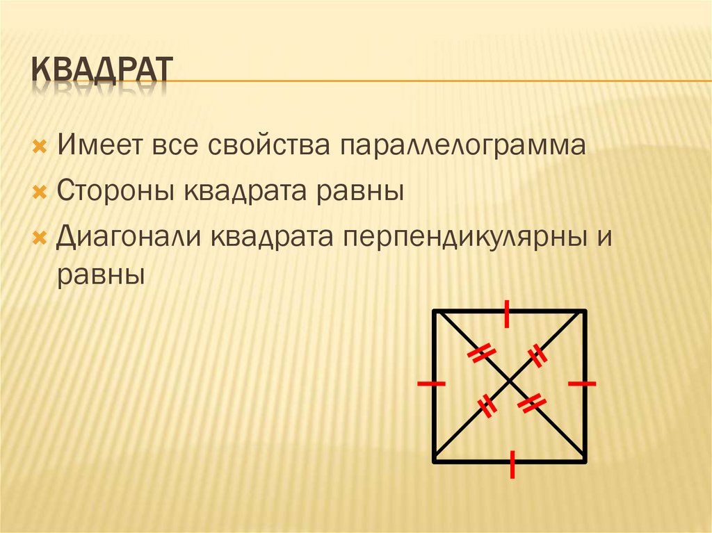 Диагонали квадрата равны и перпендикулярны