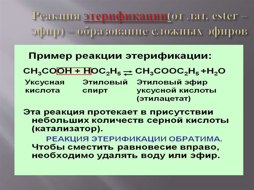 Продуктами реакции этерификации являются