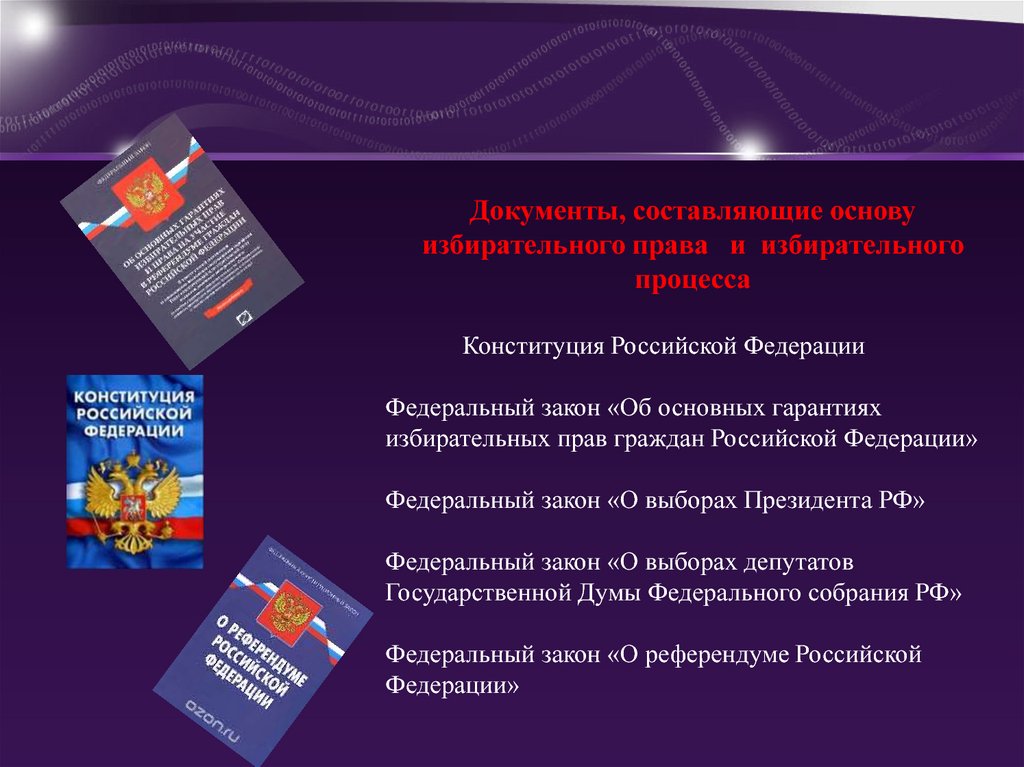 Закон о референдуме Российской Федерации. Избирательный процесс из Конституции.