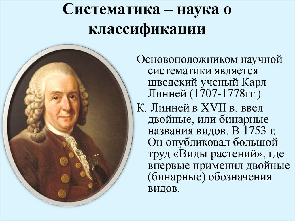 Основоположник систематики