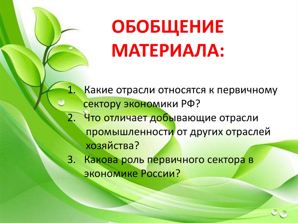 Состав первичного сектора экономики природные ресурсы презентация 8 класс