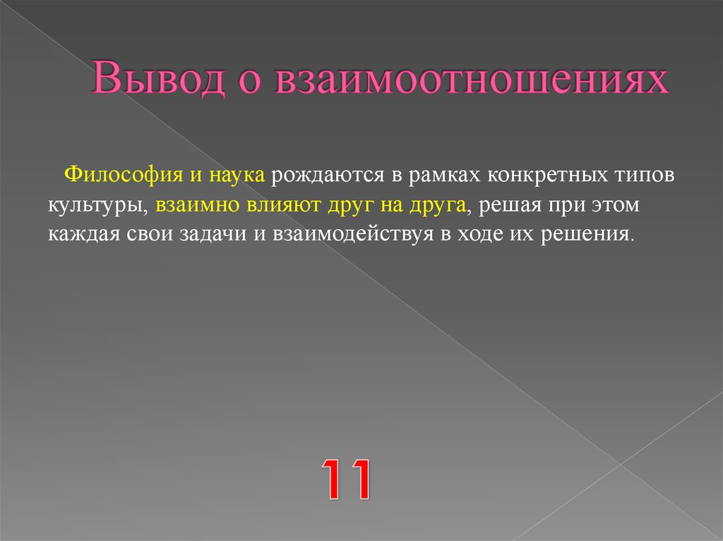 Вывод о взаимоотношениях