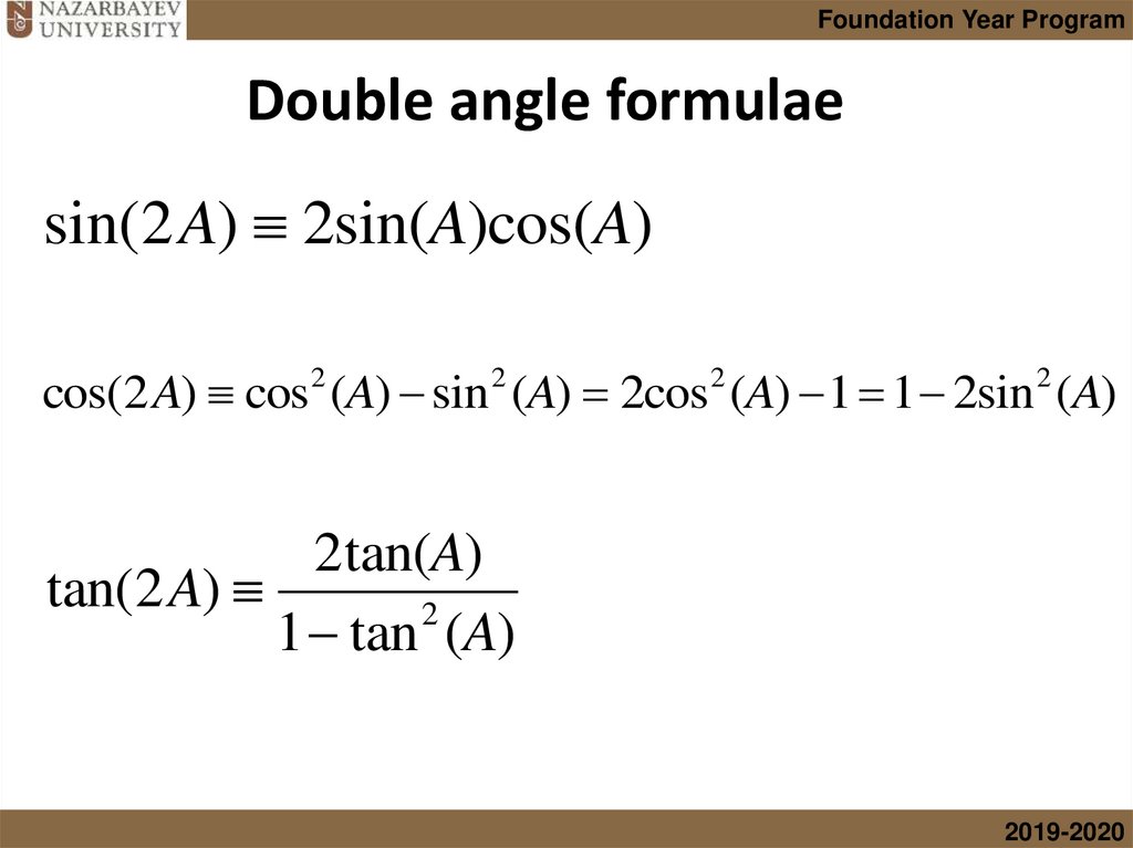 Double angle formulae