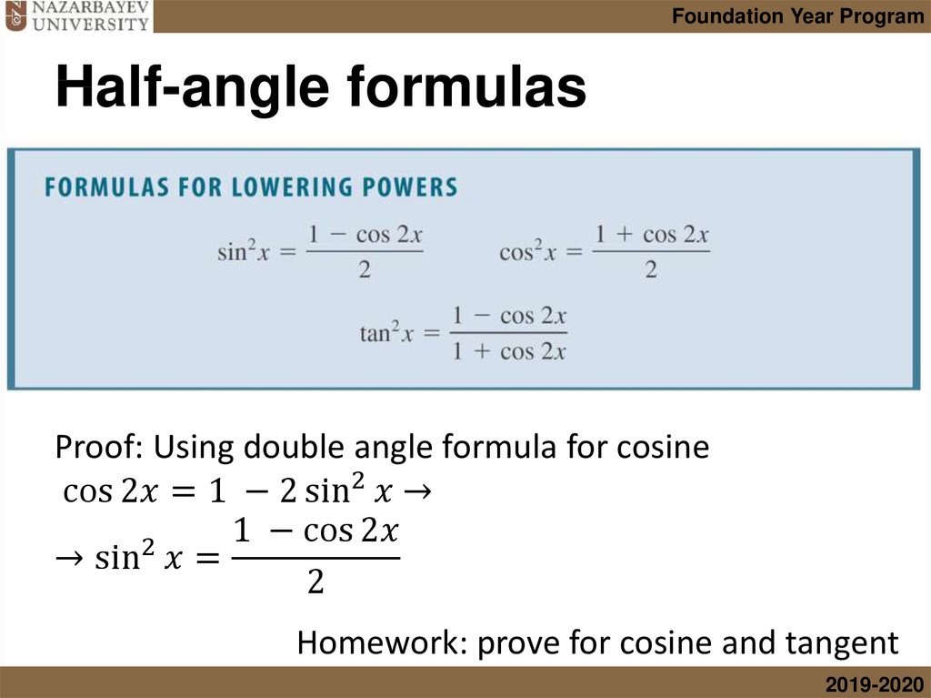 Half-angle formulas