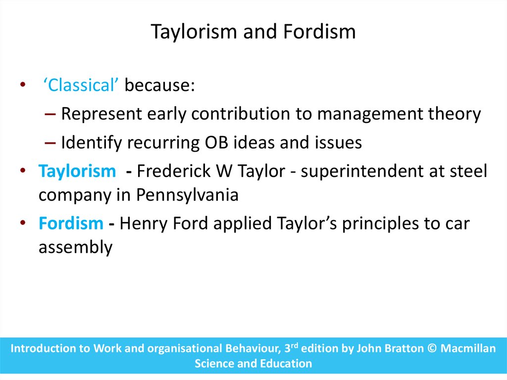 Taylorism and Fordism