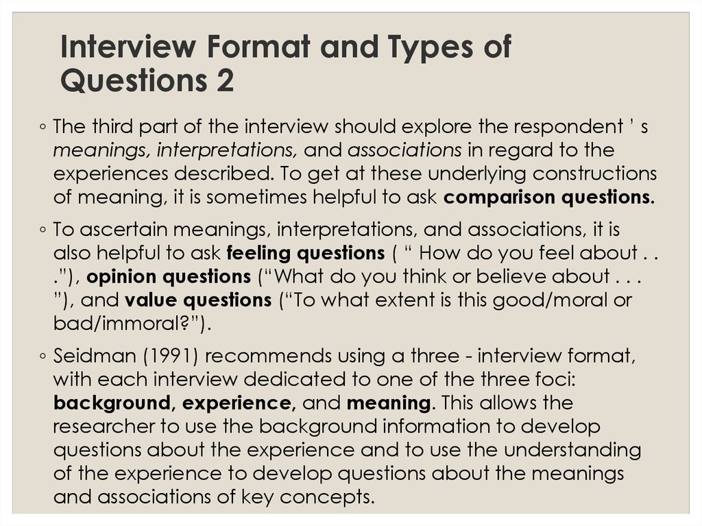 Interview Format and Types of Questions 2