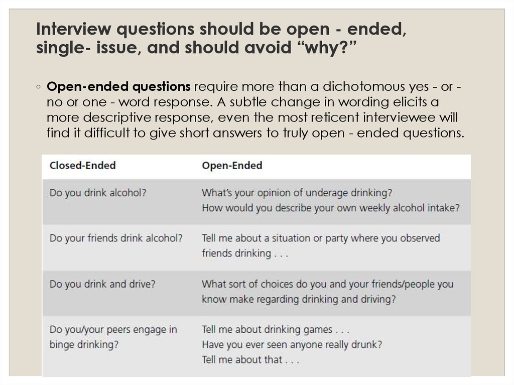 open ended interview questions for qualitative research