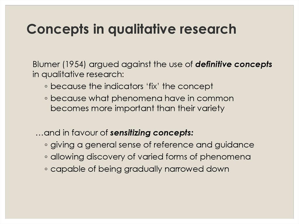 Concepts in qualitative research