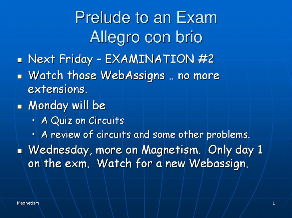 Prelude to an Exam Allegro con brio