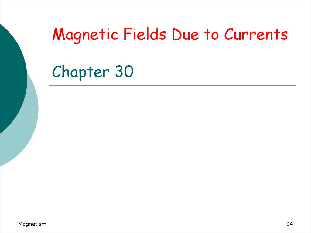 Magnetic Fields Due to Currents Chapter 30