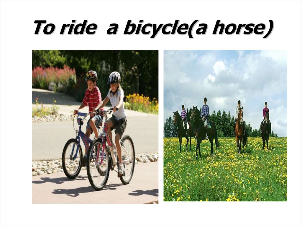 To ride a bicycle(a horse)