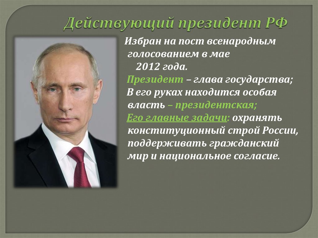 Действующий президент РФ