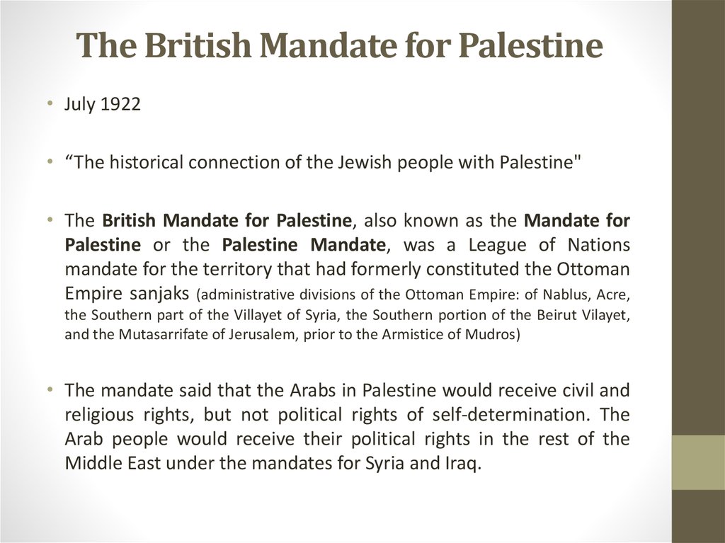 The British Mandate for Palestine