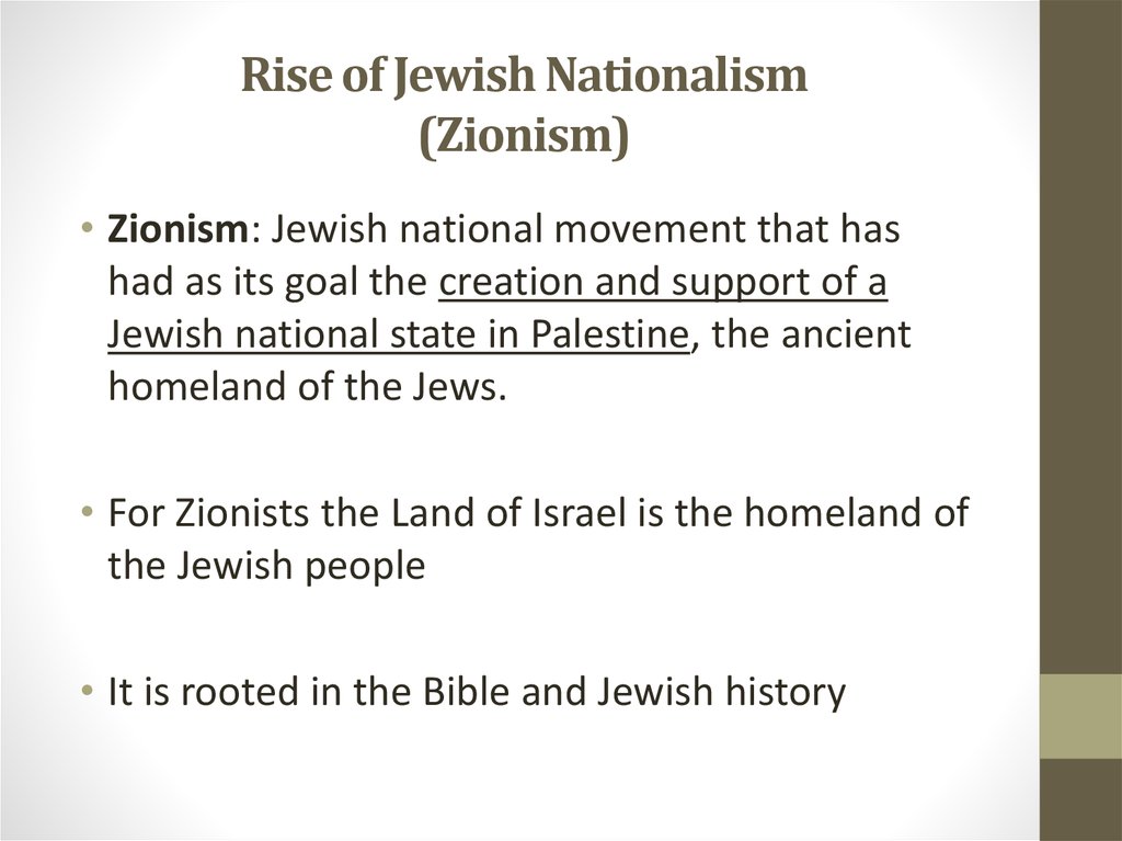 Rise of Jewish Nationalism (Zionism)