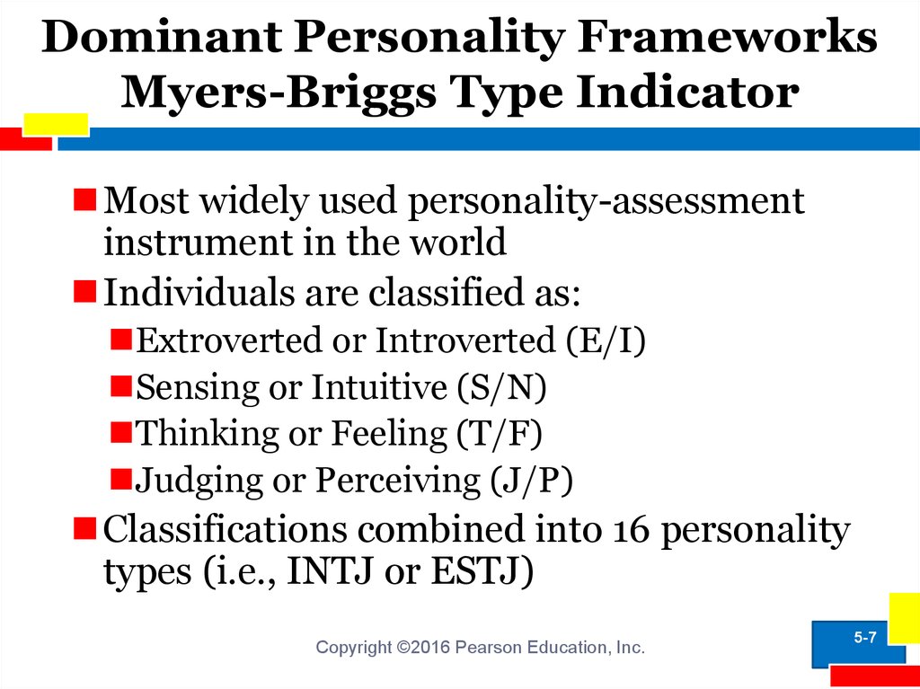 Dominant Personality Frameworks Myers-Briggs Type Indicator