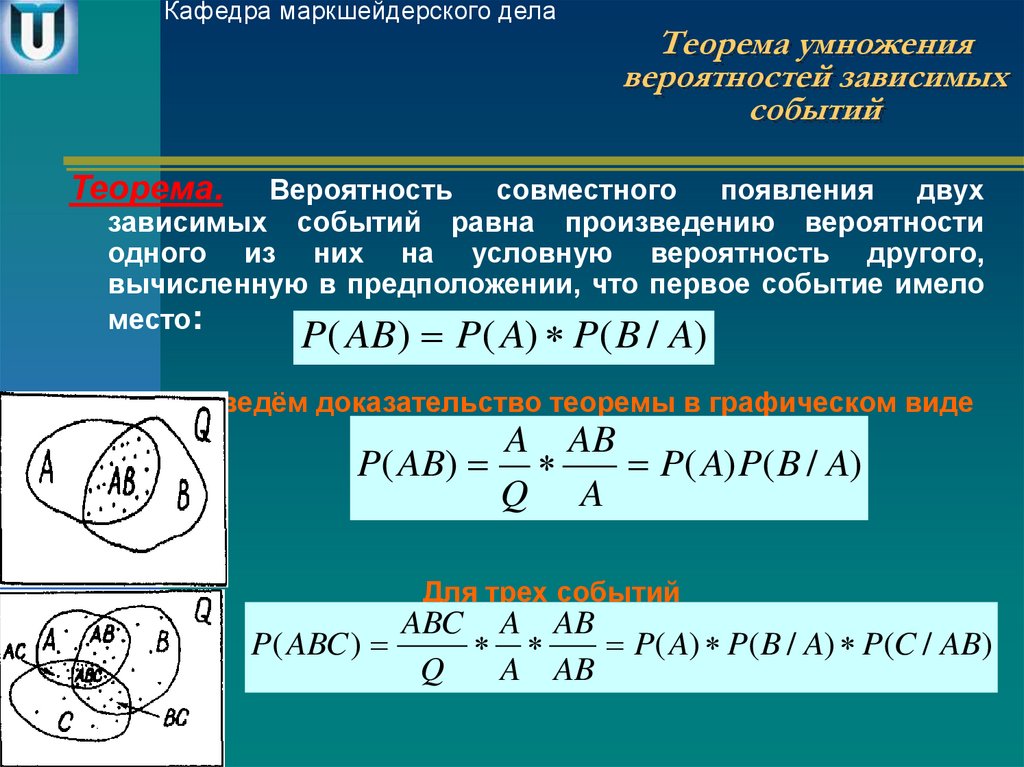 Вероятность произведения зависимых событий