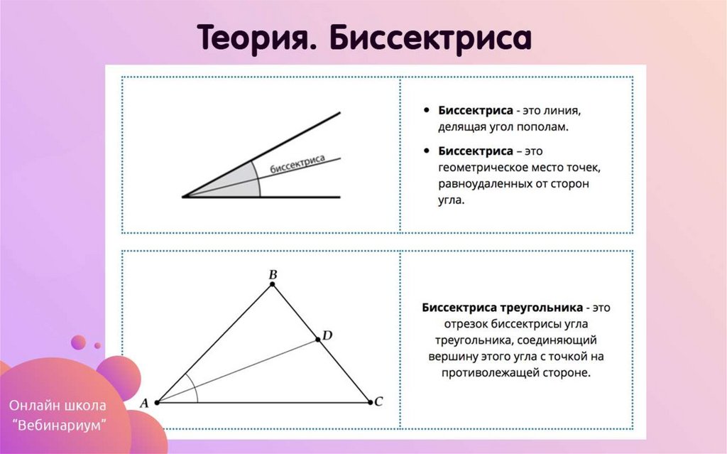 Любая биссектриса треугольника делит его пополам. Биссектриса угла. Биссектриса это геометрическое место. Угол биссектриса угла. Биссектриса и стороны угла.