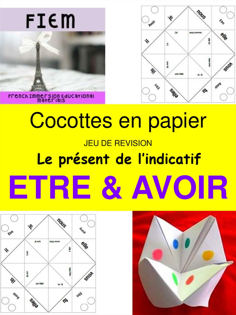Cocottes en papier - Les verbes irréguliers en anglais