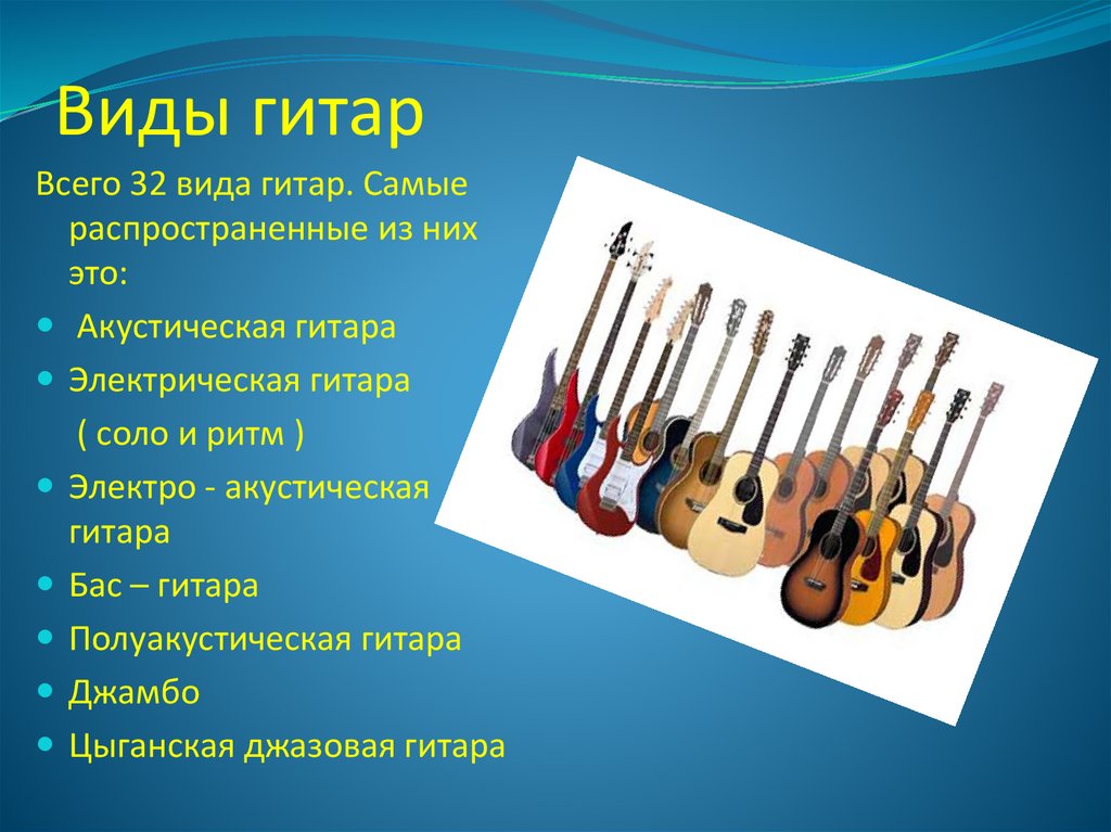 Названия электрогитар. Виды гитар. Какие гитары существуют. Какие бывают гитары виды. Классификация электрогитар.