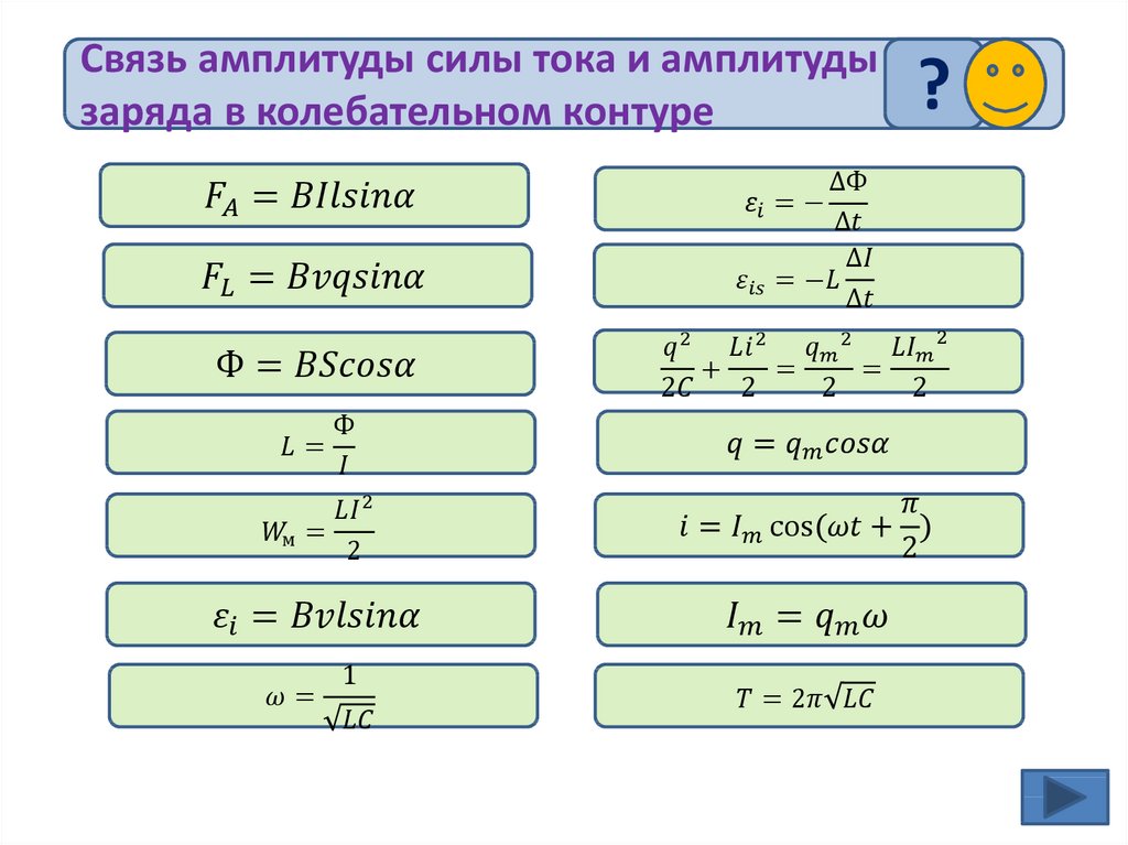 Тест по формулам 9 класс