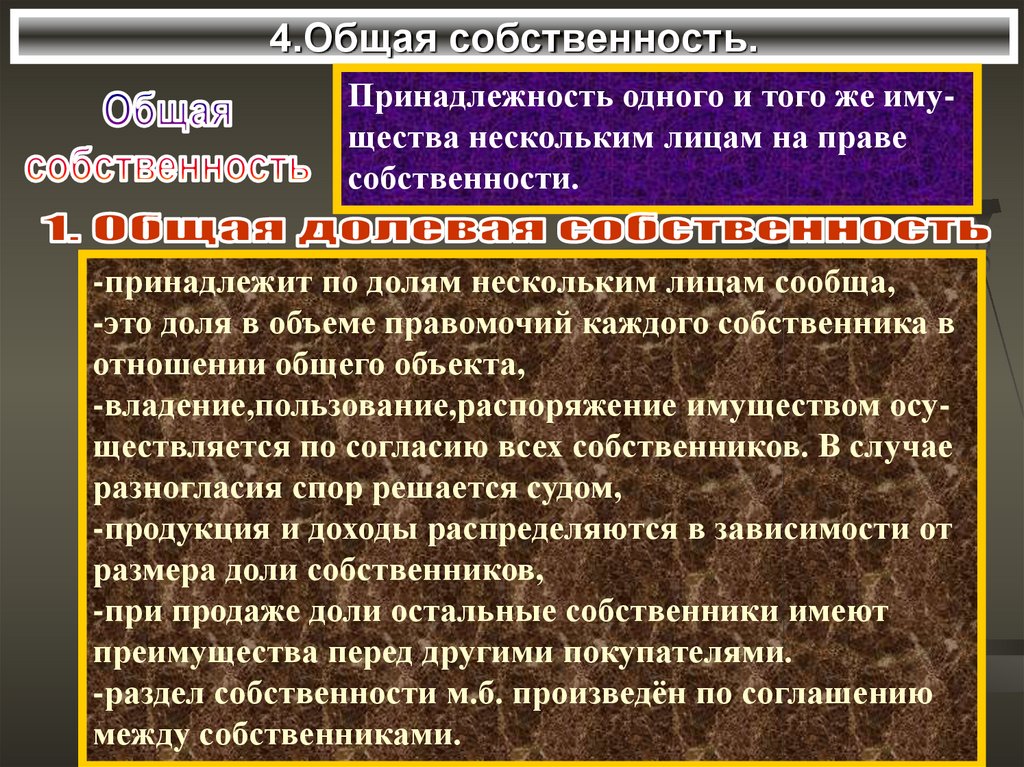 Презентация на тему право общей собственности