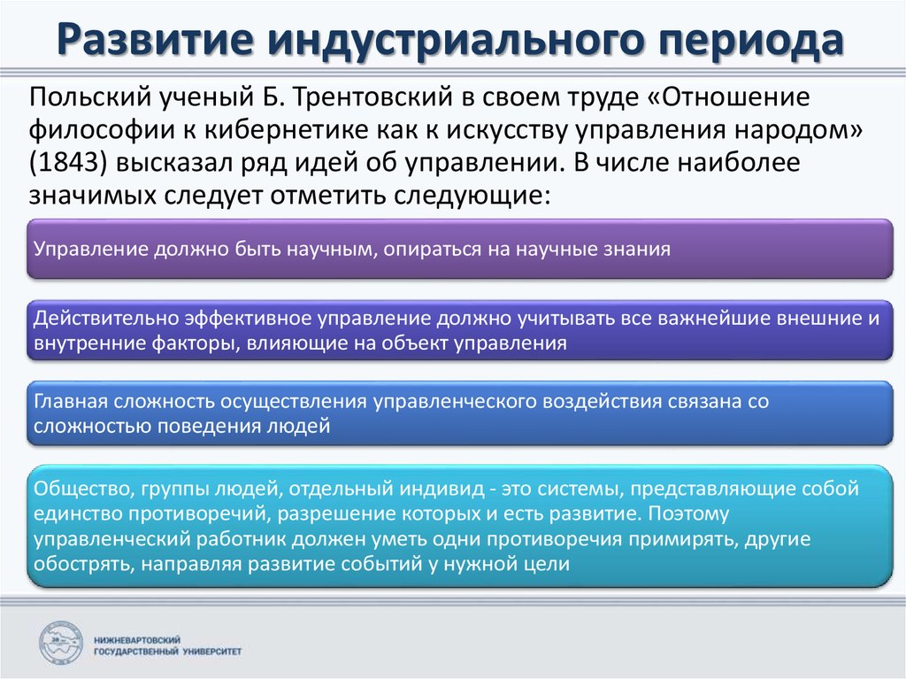 Периоды управления. Истоки управленческой мысли. Период индустриального развития. Промышленная Эволюция. Индустриальный этап развития менеджмента.