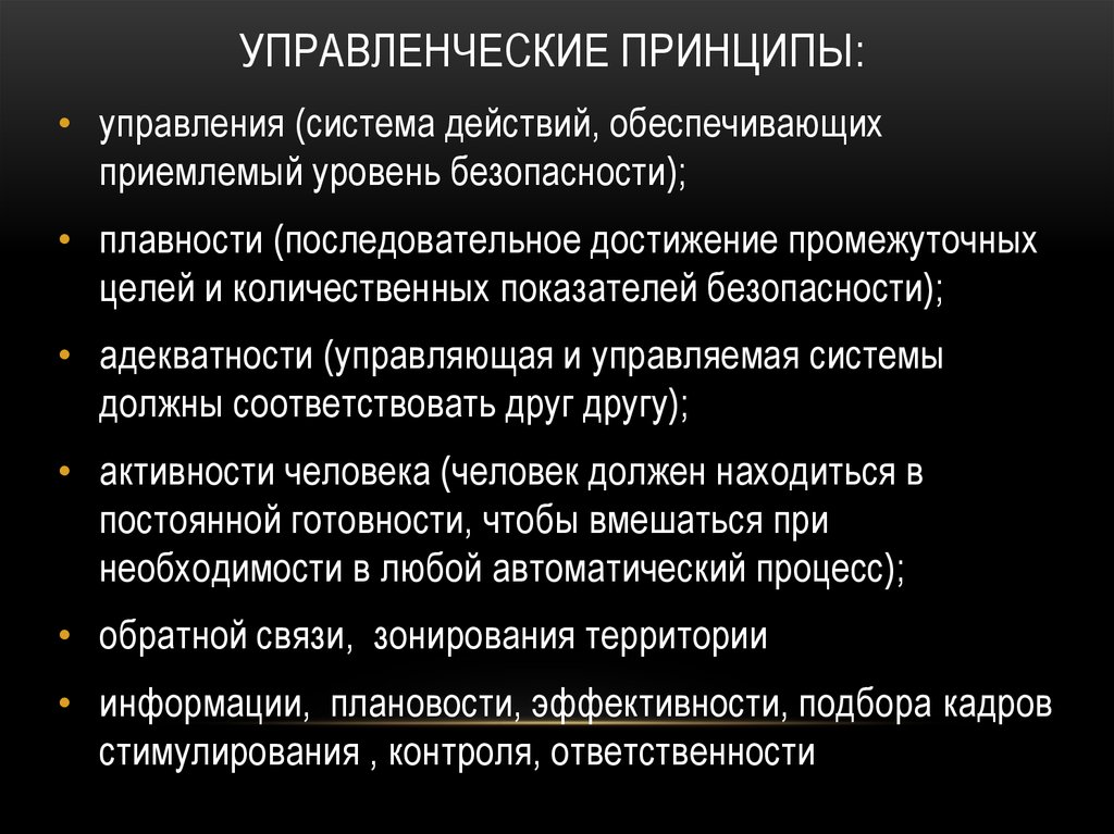 Управленческие принципы. Управленческие принципы обеспечения безопасности. Управленческие принципы безопасности. Управленческие принципы безопасности примеры. Принципы управленческой борьбы.