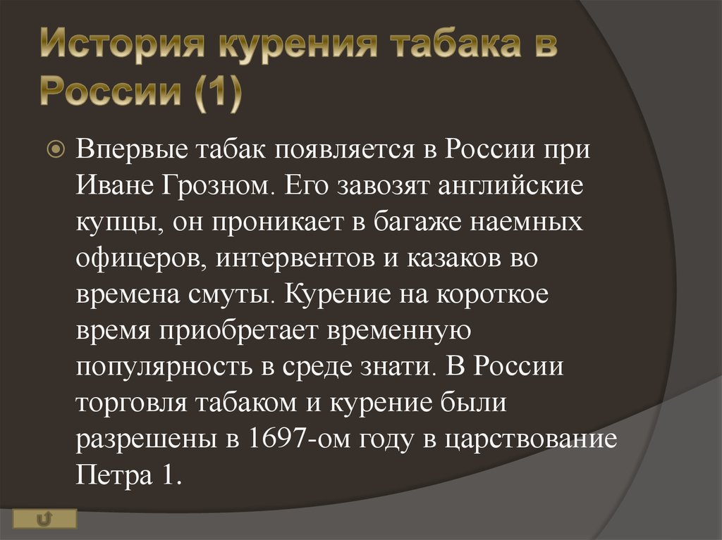 История курил. История курения презентация. Курение табака при Иване Грозном.