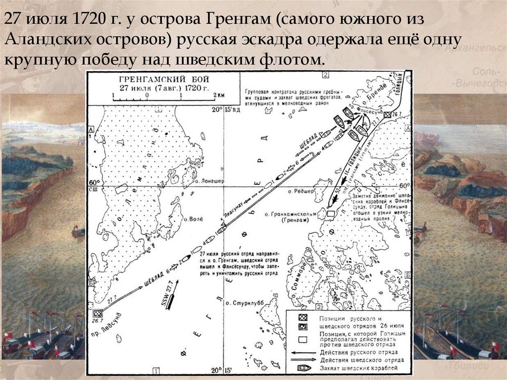 Сражение у острова гренгам карта