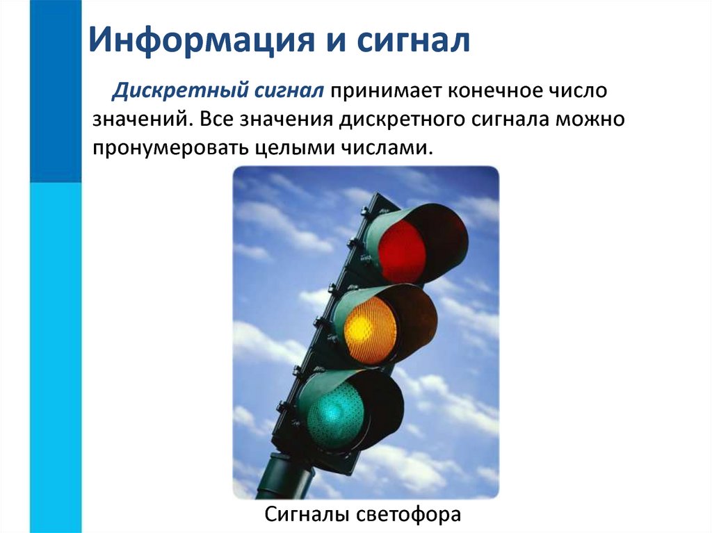 Какую информацию передает светофор. Сигналы светофора. Значение сигналов светофора. Дискретный сигнал это светофор. Непрерывные и Дискретные сигналы.