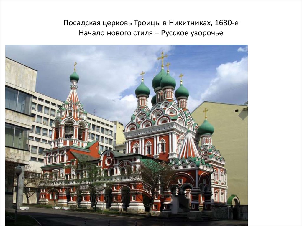 Посадская церковь Троицы в Никитниках, 1630-е Начало нового стиля – Русское узорочье
