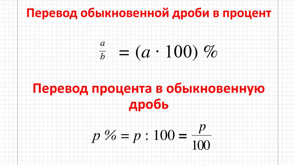 Как перевести проценты в дробь