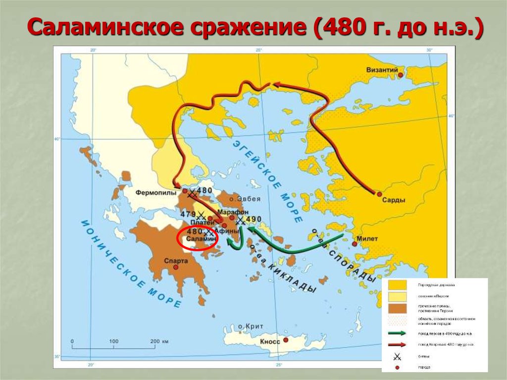 Опишите по рисунку бой в саламинском проливе