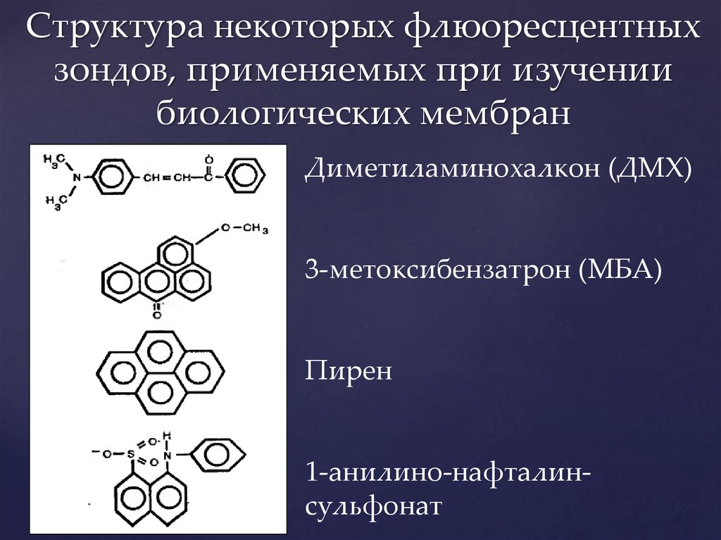 Строение некоторые. Флуоресцентные зонды. Флуоресцентные зонды и метки. Анс флуоресцентный зонд. Флуоресцентный зонд Пирен.