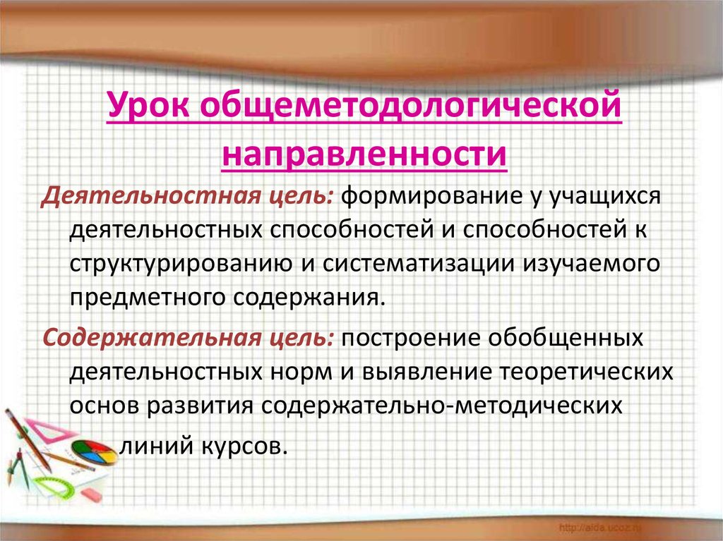 Технологическая карта урока общеметодологической направленности