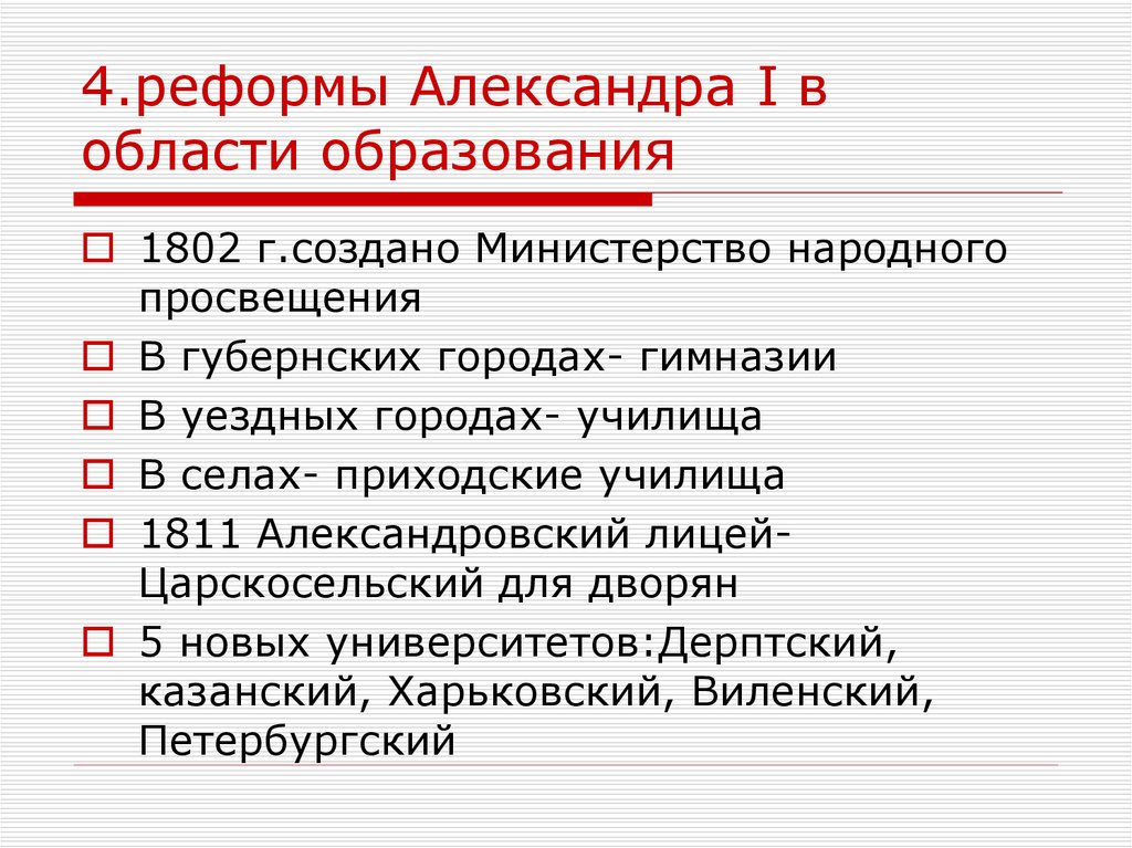 Реформы александра 1 презентация