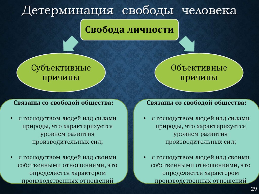 Проблема свободы общества. Детерминация. Детерминация человека. Понятие детерминации. Схема детерминации в биологии.